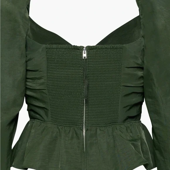 🚩Wilfred Forest Green Ruched Blouse - Picture 3 of 7